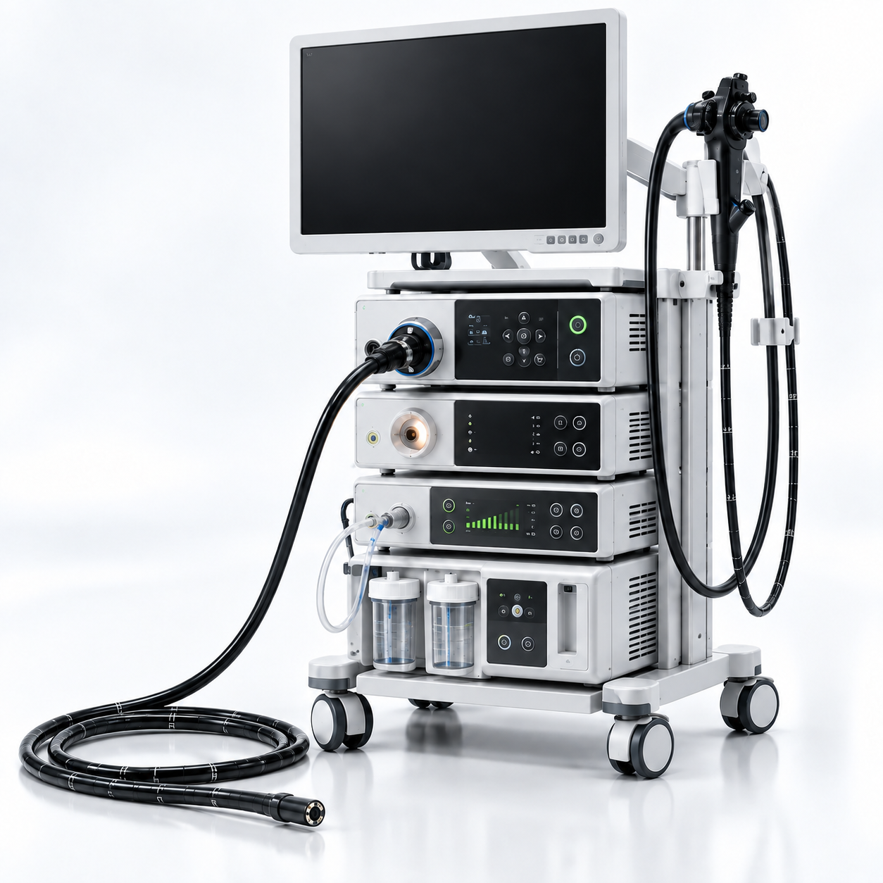 Endoscopy Tower with Coiled Scope